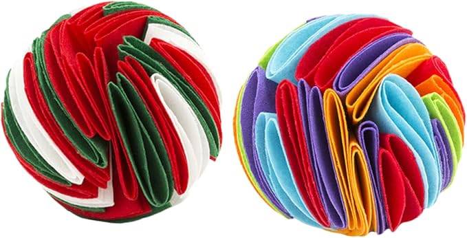 BESPORTBLE 2pcs Dog Teething Toys Sniffing Balls Interactive Pet Snuffle Balls Slow Feeding Dog Toys for Puppies