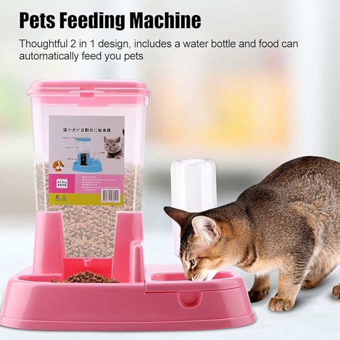 Pets Feeder, Automatic Pet Feeder Detachable Food Dispenser Water Bottle Cats Dogs Feeding Tool