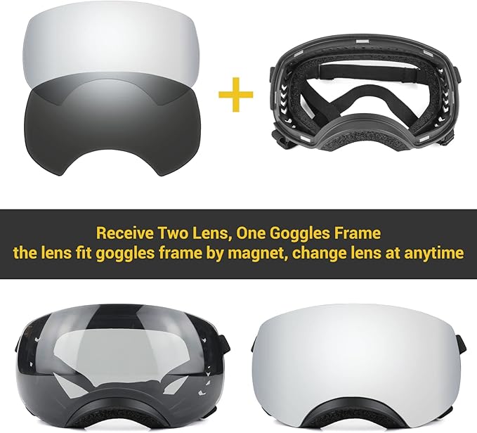 NAMSAN Dog Goggles for Large Dogs, Black/Silver Lenses Replaceable, Dog Sunglasses Medium to Large Breed, Anti-UV Doggie Eye Protection, Adjustable Driving Glasses, Windproof Dustproof, Black