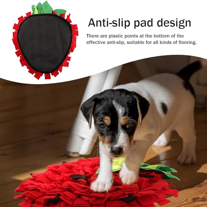 Snuffle Mat for Dogs, Pet Feeding Mats Puppy Sniffing Pad, Strawberry Shaped Snuffle Mat, Cat Doggies Interactive Toys for Multiple Breeds Training and Stress Release (Strawberry)
