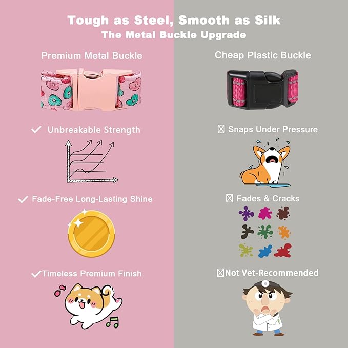 Maca Bates Valentine's Day Dog Collar with Sailor Bow for Medium Girl Boy Dogs,Pink Love Hearts Pattern,Adjustable Durable Soft Valentine Gift for Female Male Puppy