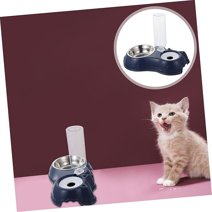 1 Set Automatic Pet Feeder and Water Dispenser Dual Bowl and Cats Easy Volume Observation for Busy Pet Owners Convenient Feeding