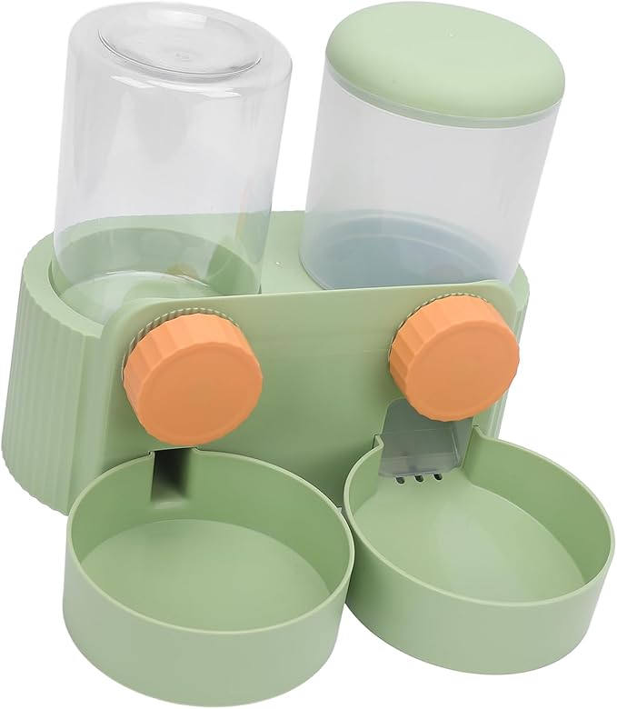 Automatic Pet Food Bowl and Water Dispenser, 2 in 1 Stainless Steel Bowls for Cats and Dogs, with Intelligent Scheduled Feeding, Space Saving Design, for Small Medium Pets (Green)