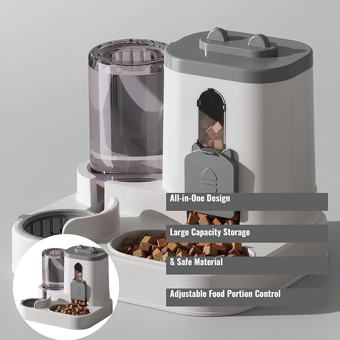Automatic Pet Feeder with Water Dispenser - Self-Feeding Station for Cats and Dogs, Ideal for Home or Travel Use