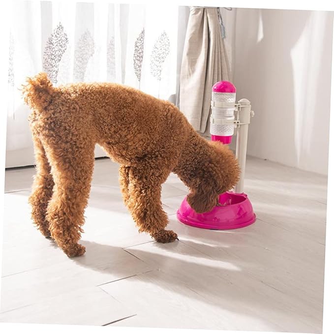 BESPORTBLE Automatic Pet Water Dispenser with Bowl Capacity Dog and Cat Feeder Easy to Clean Practical Waterer for Dogs Cats and Other Pets Rose Red