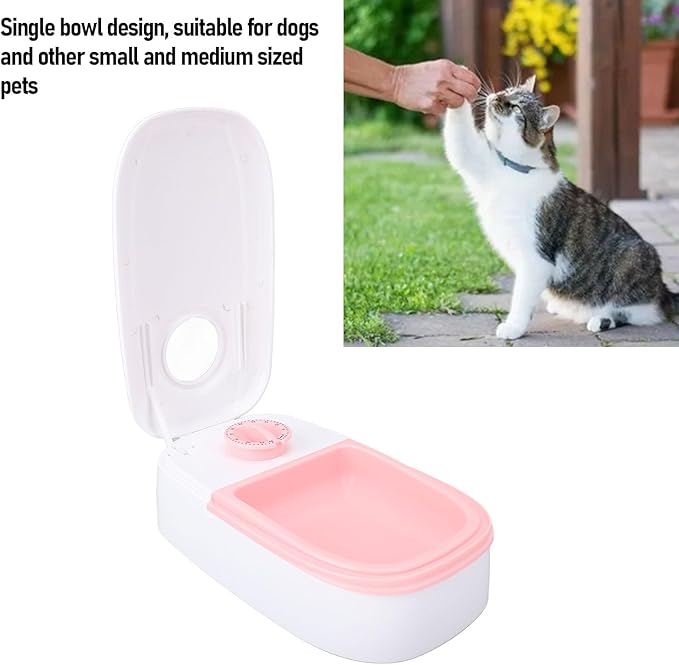 Automatic Pet Feeder, Separate and Single Bowl Design Easy to Cleanup Simple Operating Timer Dry Food Bowl for Dogs Cats(Light Red) (Light Red)