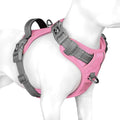 PHOEPET No Pull Dog Harness, Unique Colors Reflective Adjustable Dog Vest, with Soft Training Handle Metal Clips for Small Medium Large Dogs (Baby Pink Base & Grey Straps,M)