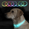 LED Dog Collar 7 Colors in 1, USB Rechargeable Waterproof Light Up Collar, 3 Flashing Mode for Night Walking Safety, TPU cuttable (70cm)