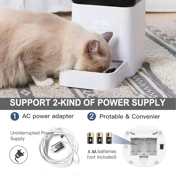 Automatic Cat Feeder,6.5L Dog and Cat Food Dispenser for Small & Medium Pets,Smartfeeder, Portion Control, Programmable Timer,Touch Screen Up to 1-5 Meals A Day