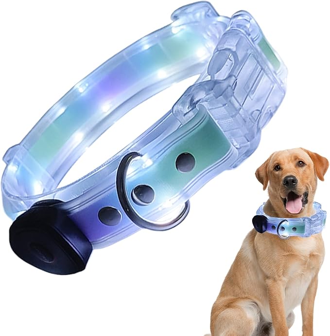 Light Up LED Dog Collar - Rechargeable Pet Necklace Accessory, Adjustable Luminous Collar,PVC Rubber Coated LED Dog Collarr Specification | Lighted Outdoor Protectionfor Small,Medium and Large Breeds