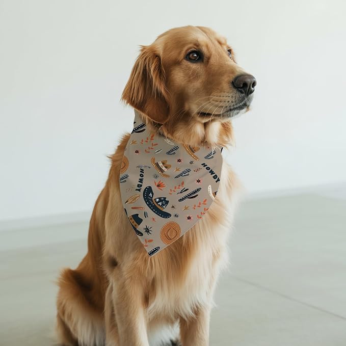 Western Dog Bandanas, Cartoon Cowboy Dog Scarf, Accessories for Medium Large Dogs