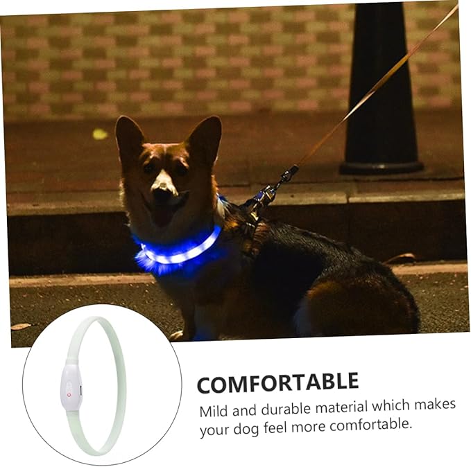 USB Charging Dog Collar Luminous LED Light Up Pet Collar Durable Wear Resistant Material Safe for Skin Multiple Lighting Modes for Night Walking Safety