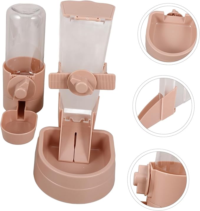 BESTonZON 1set Automatic Cat Feeder and Hanging Water Dispenser for Pets Convenient Food and Water for Kittens and Puppies Easy to Install and