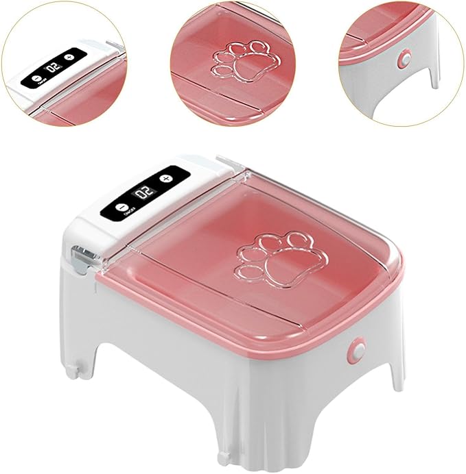 Automatic Timed Pet Feeder with Auto Open Close Lid, Programmable 0-99 Hour Timer, USB Charging for Cats Dogs, 6.50x9.06x4.33inch-