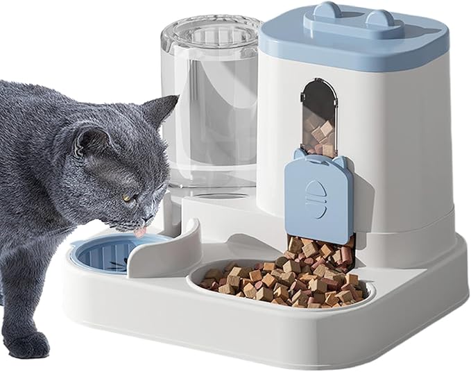 Practical Dog Feeder -27x23x27cm Automatic Feeder Cat Dry Food Water Dispenser | Large Capacity Dog Food Dispenser Waterer Station for Home Indoor Kitten Puppy Small Medium Breed