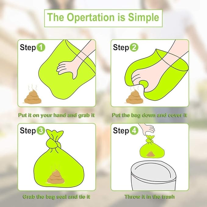 Dog Poop Pickup Bags Holder Dispenser with 1 Roll Random Color Leak-proof Scented Doggy Waste Bags and Carabiner with Safety Lock Plus Hook and Loop Fastener Never Loose on Leash Lead Again (Beige)