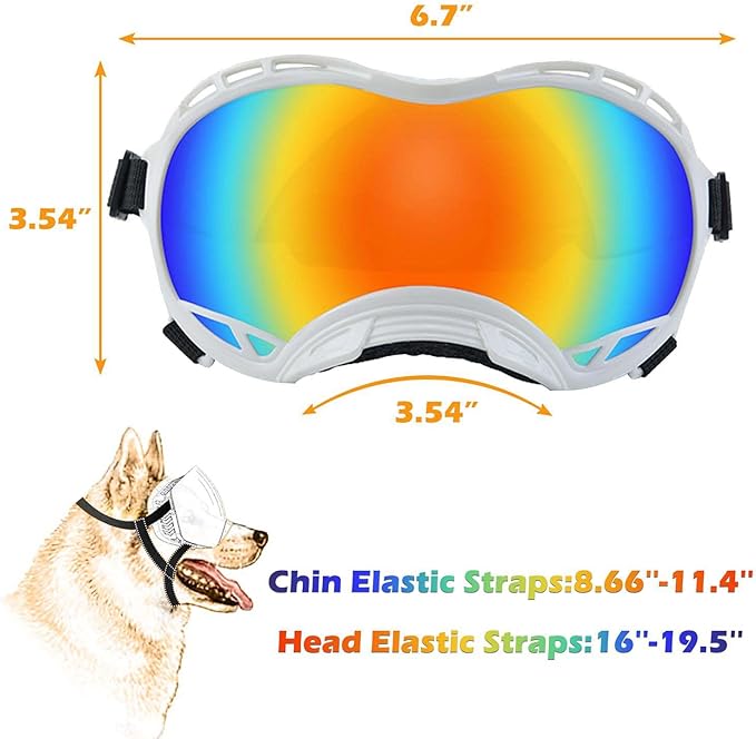 Dog Sunglasses,Doggles Anti-UV Protection,Pet Sunglasses with Adjustable Strap,Suitable for Motorcycle Car Driving Bike Riding Hiking Swimming Wind Dust Fog Dog Eye Protection