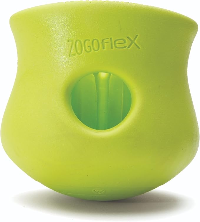 WEST PAW Zogoflex Toppl Interactive Treat Dispensing Dog Puzzle Play Toy, 100% Guaranteed Tough, It Floats!, Made in USA, Small, Granny Smith