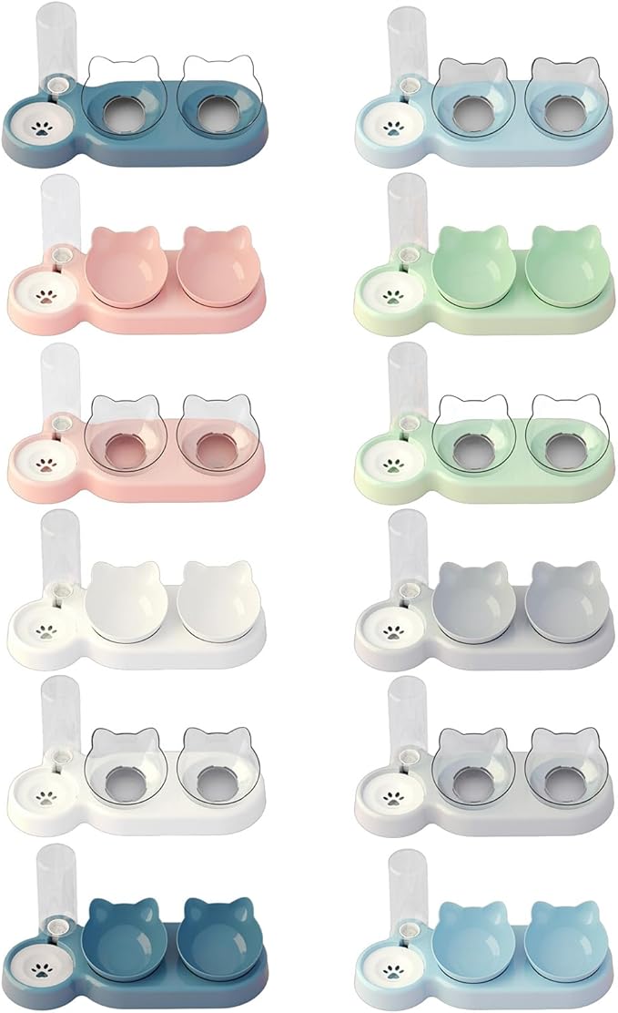 Innovative Pet Automatic Water Dispenser with Double Bowls for Feeding and Drinking Clear Bowl for Cats and Dogs