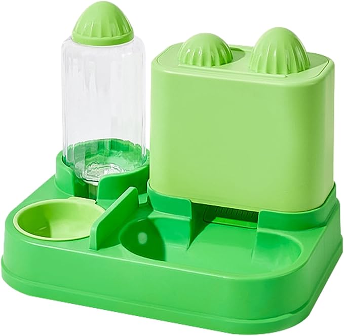 Mangeoirs Et Abreuvoirs Pour Chats, 2 in 1 Bee/Cactus Pets Water and Food Bowl Set, Gamelle Chat, Large Capacity Automatic Cat Feeders Gravity Food Feeder and Waterer Set for Dogs Cats (Green)