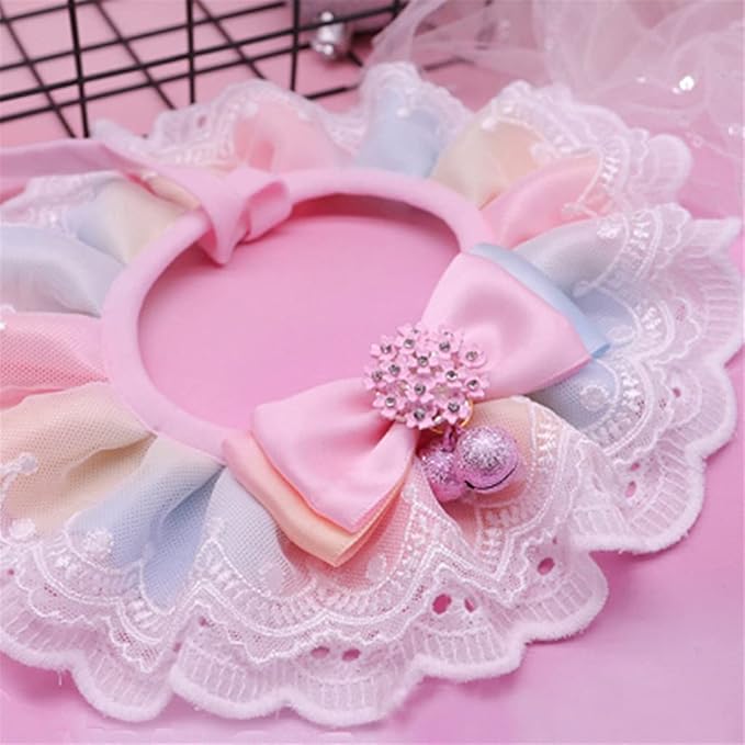 Lace Cute Cats Bandana Collar Rainbow Jewelry Dog Bibs Bows Pet Necklace Cute Kitty Puppy Accessories for Gifts