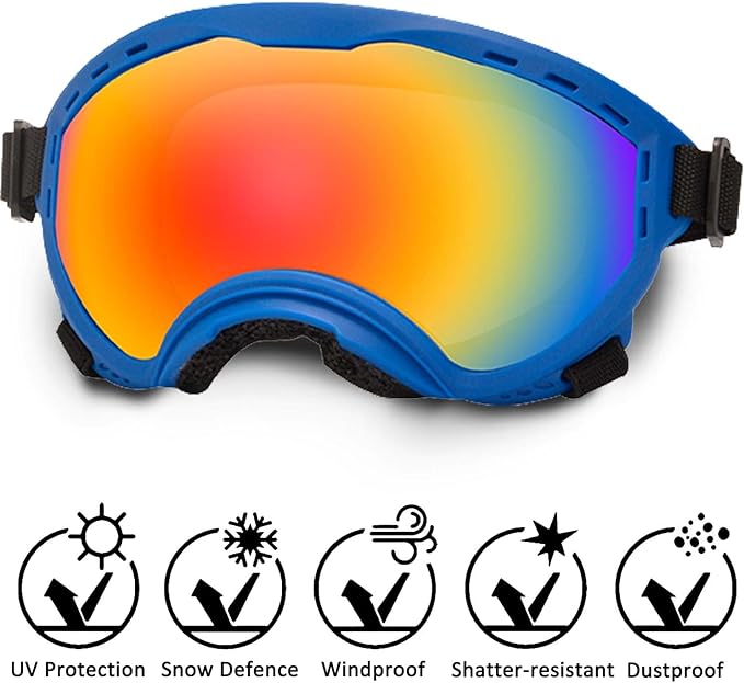 Dog Sunglasses with Adjustable Strap, UV Protection, Winproof Puppy Sunglasses, Suitable for Dogs Eyes Protection,Soft Dogs Goggles