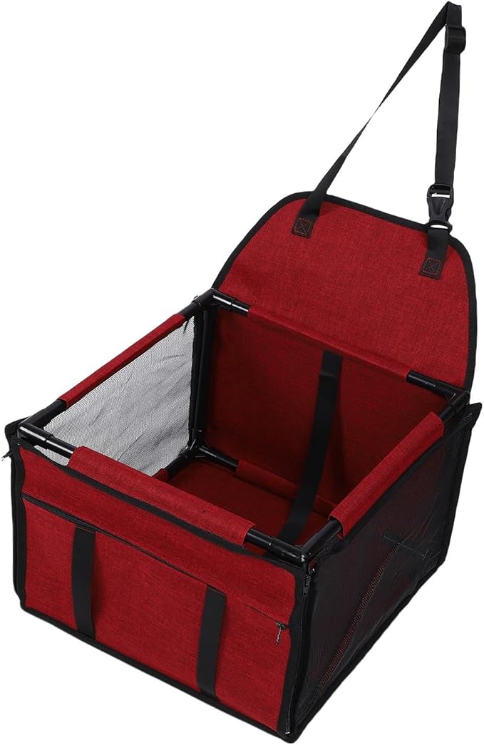 ZJchao Dog Car Seat Large Capacity Water Proof Foldable Portable Pet Car Seat (Red)
