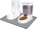 Marchul Dog Feeder and Water Dispenser, Automatic Gravity Dog Food Dispenser with Silicone Mat, Pet Food Dispenser Set for Small Medium Dogs Puppy Kitten