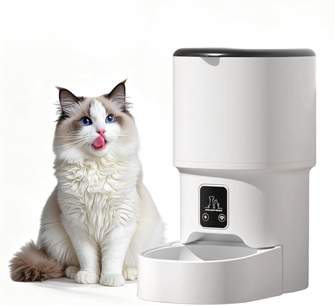 4L Automatic Pet Feeder for Cats & Small Dogs – Programmable Timed Food Dispenser – Portion Control for 1-6 Daily Meals – Dual Power – Stainless Steel Bowl – Dampness-Proof, Easy Clean