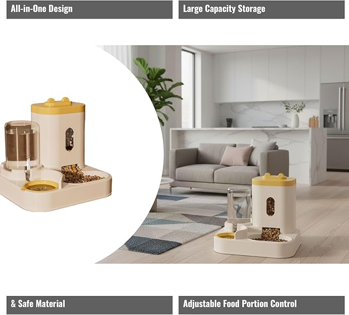 Automatic Pet Feeder with Water Dispenser - Self-Feeding Station for Cats and Dogs, Ideal for Home or Travel Use