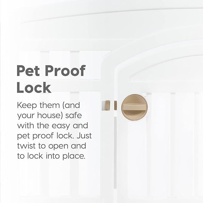 IRIS USA 24" 8-Panel Dog Playpen, 83.5 x 83.5 x 23.63, Puppy Playpen, Dog Play Pen Indoors, Pet Fence, Puppies/Small Dogs, White