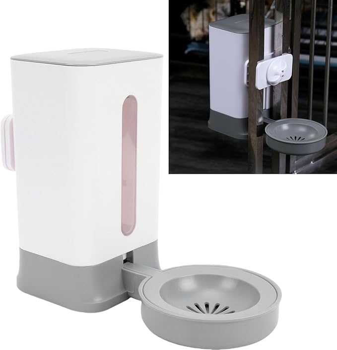 Pssopp Hanging Cage Automatic Pet Waterer, 1.5L Cage Water Bottle Pet Water Container for Dogs Cats Bunny Indoor (Grey)