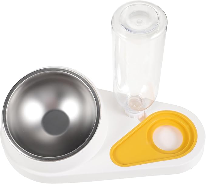 Automatic Pet Feeder and Detachable Dog Bowl with Water Dispenser, White Plastic Cat and Dog Food Bowl for Household Use, Spill-Proof Design Suitable for Puppies and Adult Pets