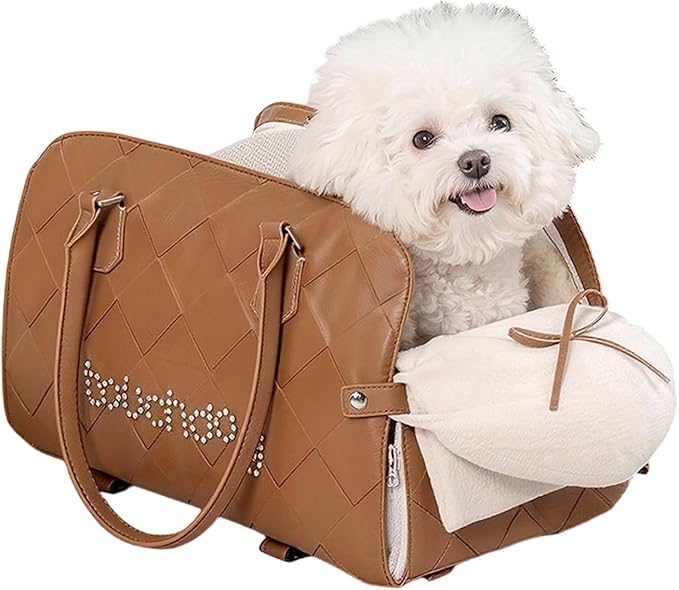 TOUCHDOG Center Console Dog Car Seat – Detachable & Washable Pet Carrier for Small Dogs up to 15 lbs, Adjustable Straps, Anti-Slip Base, Foldable Travel Bed with Safety Clip