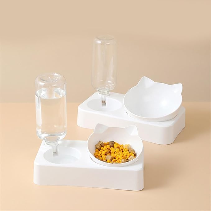 2 in 1 Practical Dog Water Food Bowl Dispenser for Pet Cats Lovely Dog Feeder Raised Food Container Bowl Automatic Fountain for Dogs