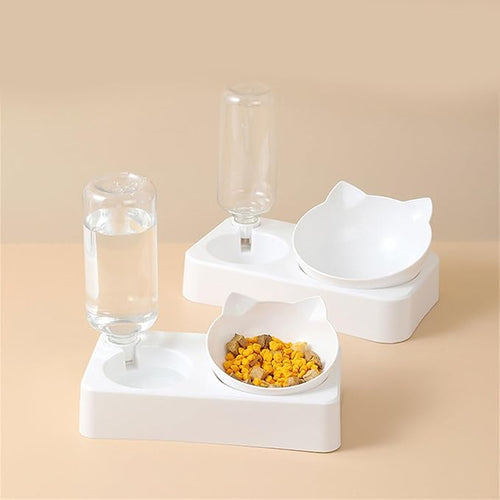 2 in 1 Practical Dog Water Food Bowl Dispenser for Pet Cats Lovely Dog Feeder Raised Food Container Bowl Automatic Fountain for Dogs