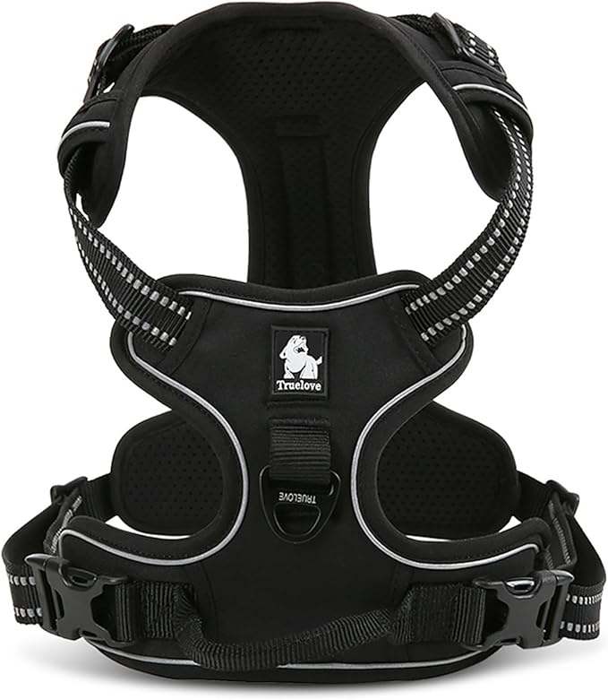 TRUE LOVE Adjustable No-Pull Dog Harness Reflective Pup Vest Harnesses Comfortable Control Brilliant Colors TLH5651(Black,L)