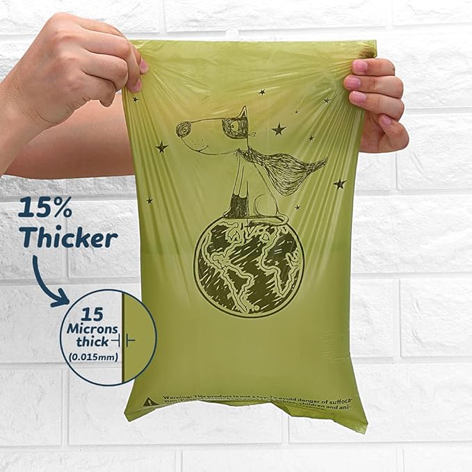 Ley's Dog Poop Bags 360 Count, Biodegradable Unscented Extra Thick Waste Bags with Dispenser, 100% Leak-Proof Doggie Bag Refill Rolls