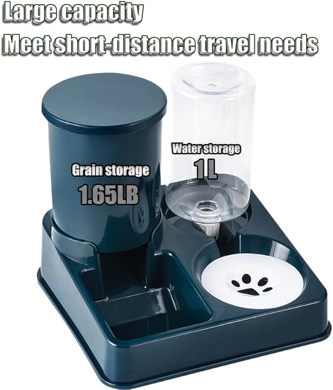 Automatic Cat & Small Dog Feeder - Programmable Portion Control, Stainless Steel Bowl, Gravity Fed Drinker, for Puppies/Kittens, Anti-Tip Design