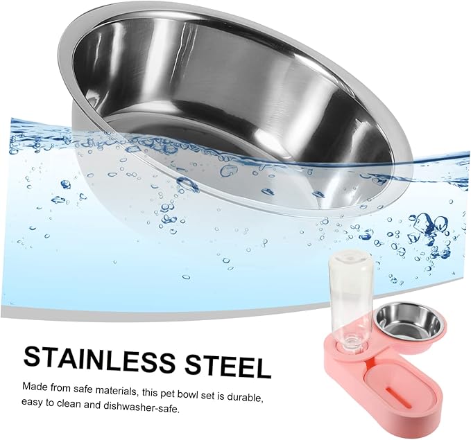 Cat Feeder Dispenser Auto Feed Elevated Stainless Steel Bowl Food Water