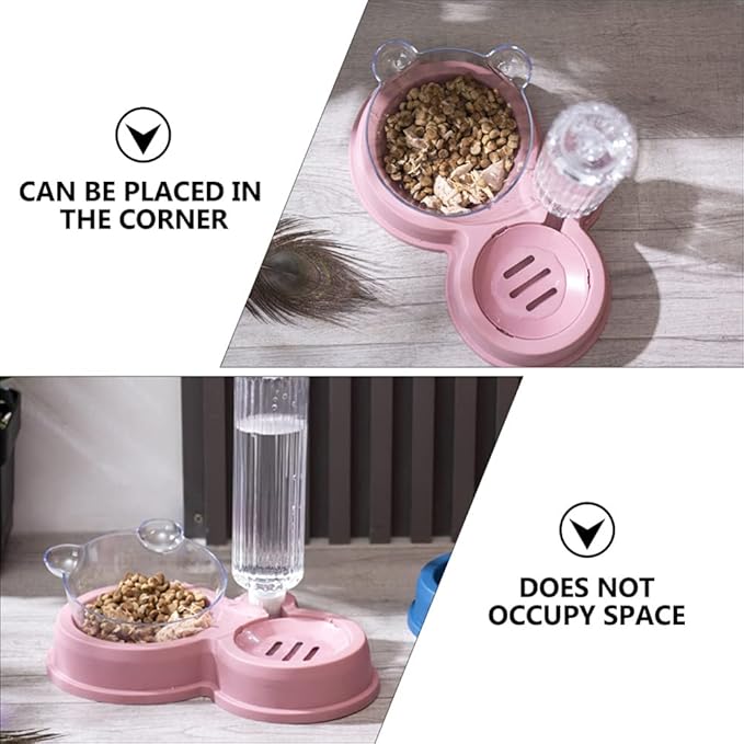 POPETPOP Automatic Pet Water and Food Dispenser Bowl Capacity Dual Compartment Design for Cats and Dogs Easy to Safe Feeding for Pets