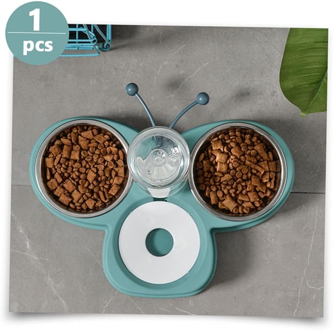 Sosoport Household Water Feeder and Dog Accessory Automatic Pet Water Dispenser with Dual Bowl Design Non-Slip Base and Transparent Detachable Bottle for Cats and Dogs