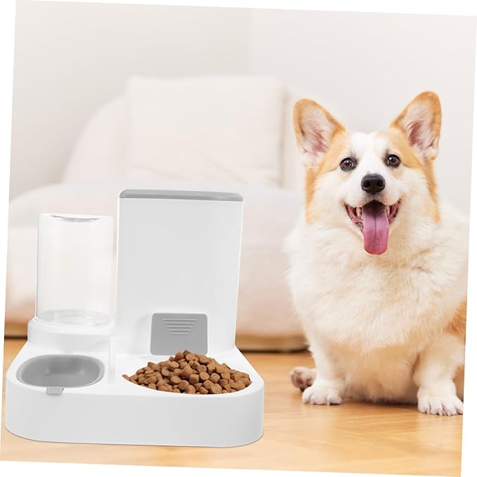Kisangel Automatic Pet Water Dispenser with Food Feeder Large Capacity Dry and Wet Food Separation for Cats and Dogs Sturdy Design for Multi-pet Households