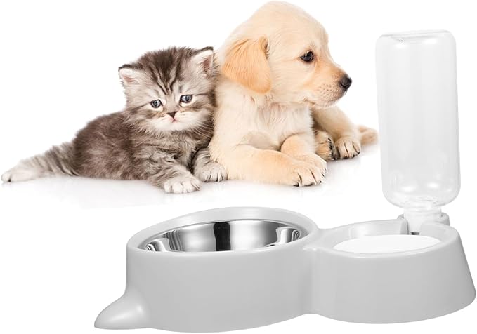 VICASKY Pet Water Dispenser and Feeder Bowl Automatic Dog Water Bowl with Unique Spill Design for Pets Easy to and Refillable