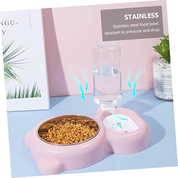 TOYANDONA Pet Food Bowl Water Dispenser Dual Use Automatic Drinking Bowl for Dogs and with Water Tank Divider Safe and Material
