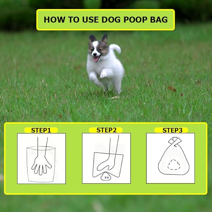GWT Dog Poop Bags Biodegradable 100% Certified Home Compostable 120 Counts 9"x13" Pet Waste Bags- ASTM D6400 & EN 13432 Compliant -Plant Based Poop Bags for Pet Cat Dog Doggie (8 Rolls)