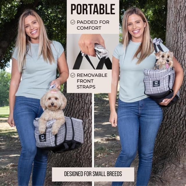 Dog & Cat Booster Seat for Car – Armrest & Seat Bed for Small Pets up to 13 lbs (Best Comfort Under 10 lbs) | Safe Travel, Harness Clip, Washable