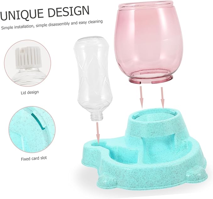 Pet Feeder Waterer Cat and Dog Automatic Water Dispenser Food Dispenser No Spill Bowl Easy Maintenance