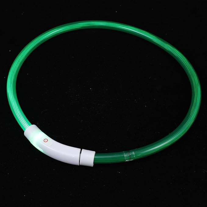 ibasenice USB Rechargeable LED Pet Dog Collar 70cm Emerald Optical Glowing Night Safety Necklace for Dogs Outdoor Walking