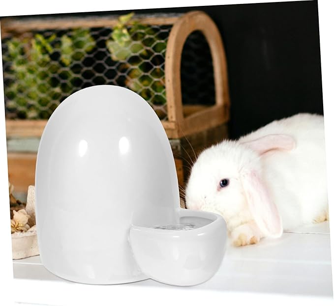 Happyyami Rabbit Drinking Bowl Small Animals Drinking Bowl Automatic Pet Rabbit Food Bowl Doggie Water Bottle Bunny Feeder Self-Dispensing Pet Supplies Automatic Drinking Fountain White Mini